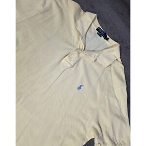 POLO RALPH LAUREN Shirt Mens Medium 100% COTTON‎ PIQUE KNIT Lite  YELLOW 80s 90s